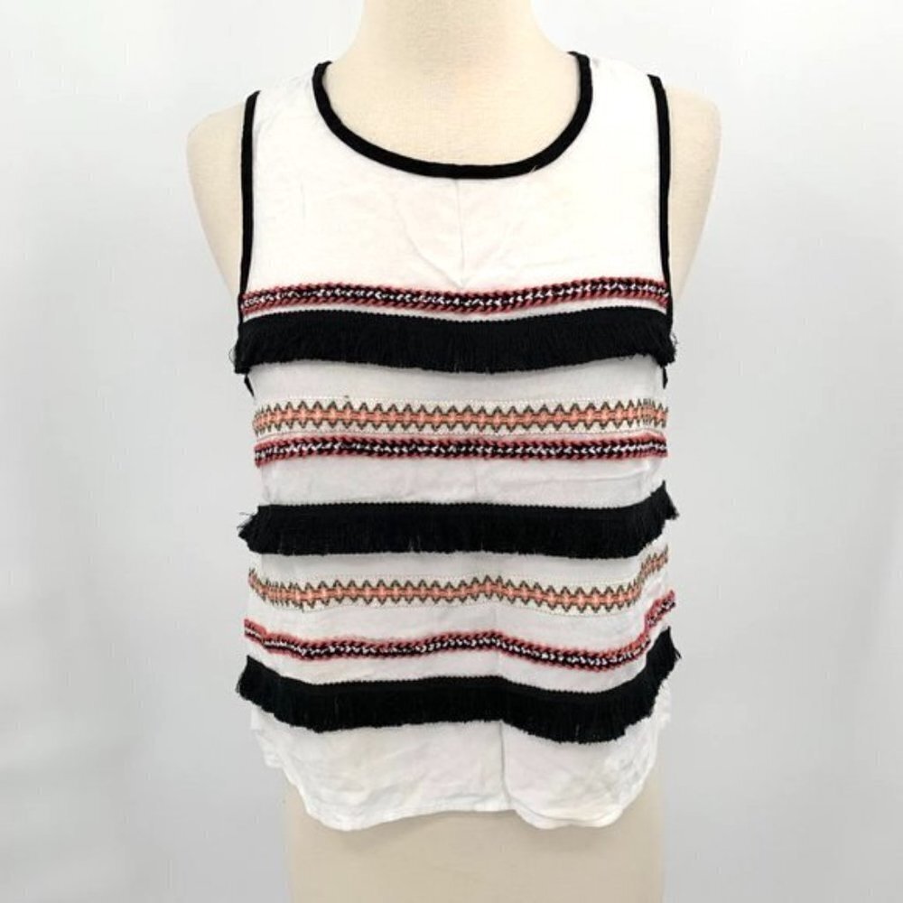 PLANET GOLD Crop Top Tassel Fringe Detail Boho L